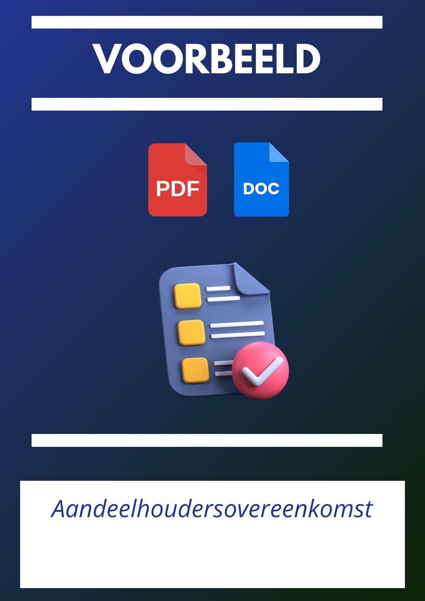 Aandeelhoudersovereenkomst Voorbeeld