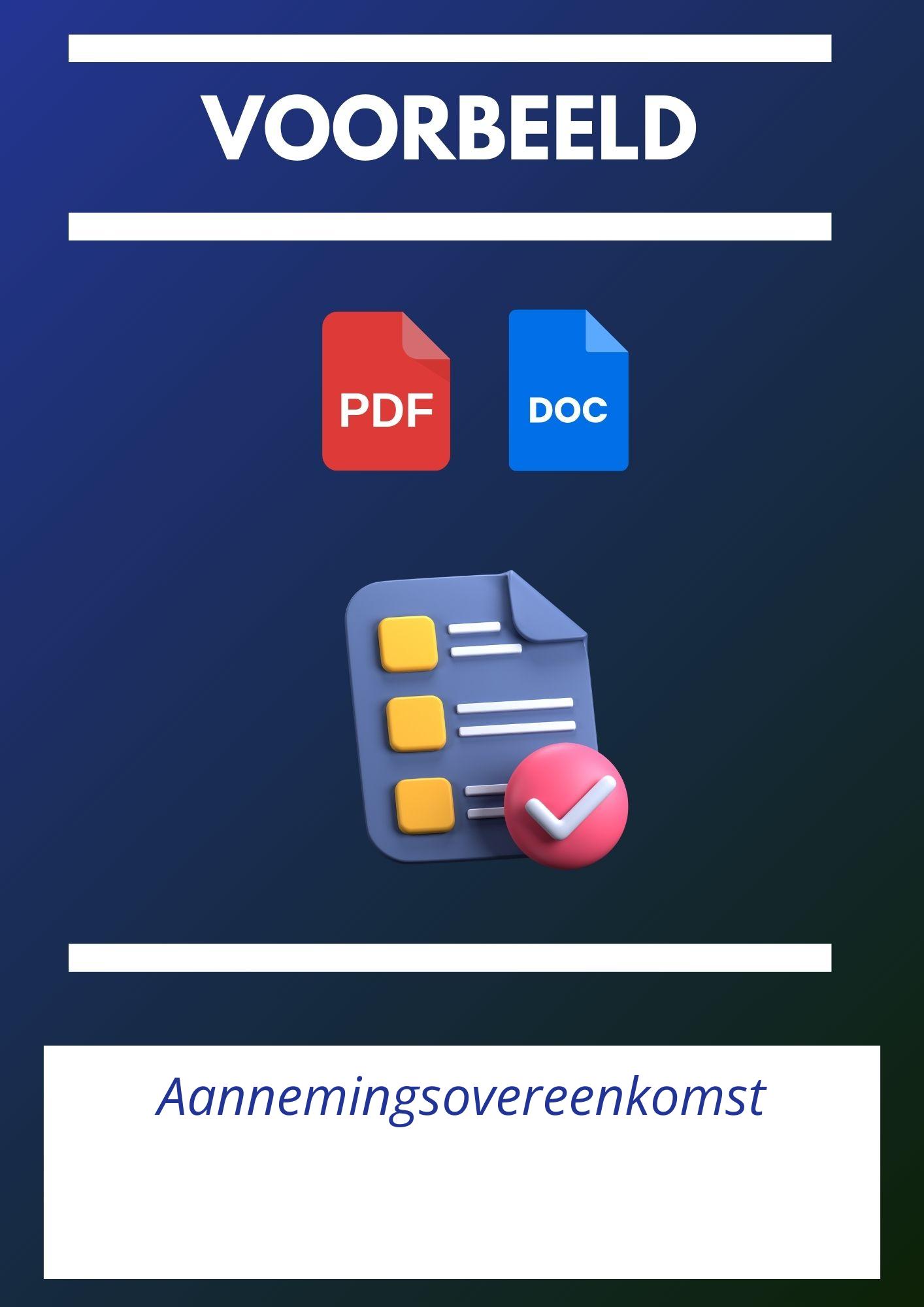 Aannemingsovereenkomst Voorbeeld