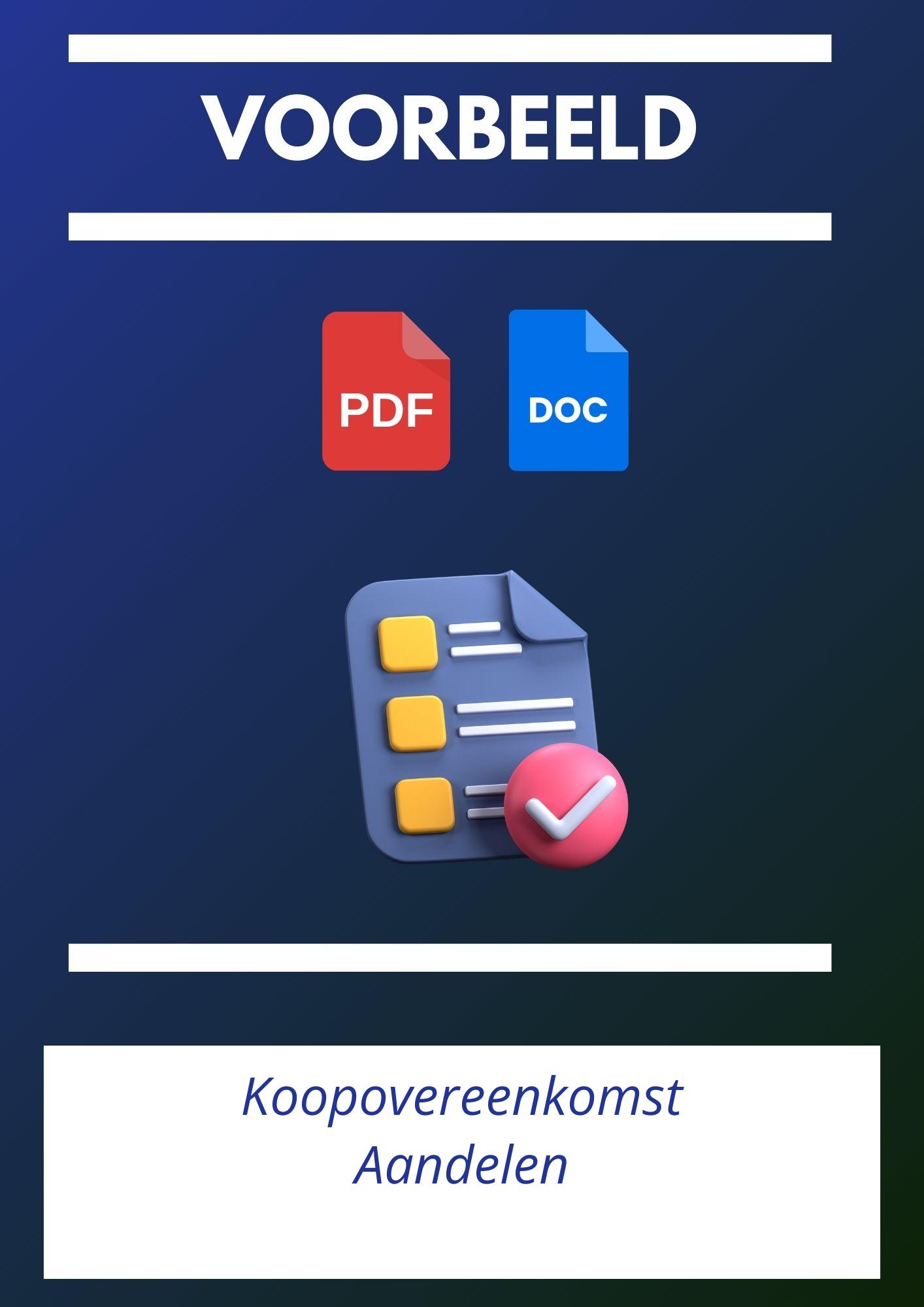 Koopovereenkomst Aandelen Voorbeeld