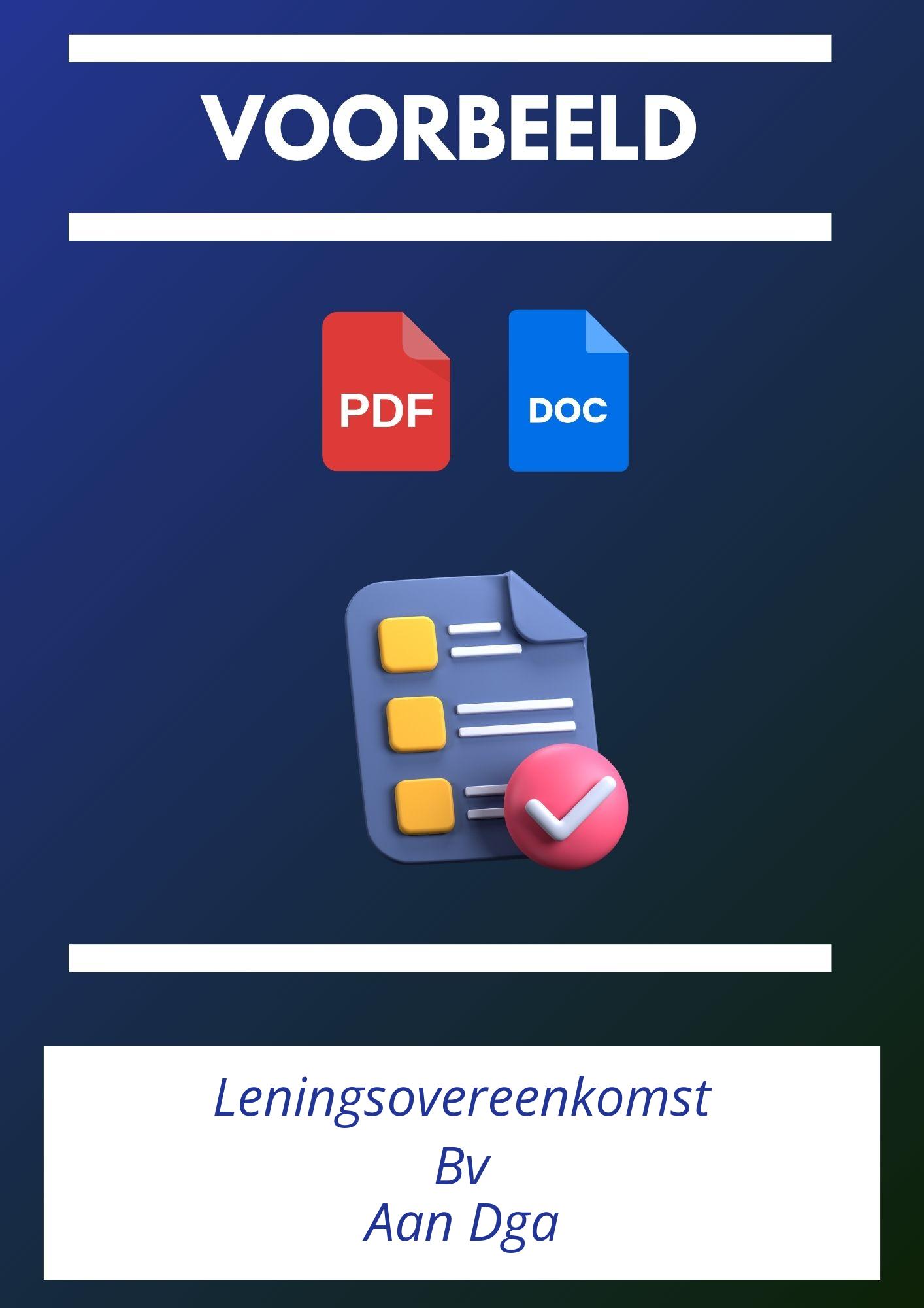 Voorbeeld Leningsovereenkomst Bv Aan Dga